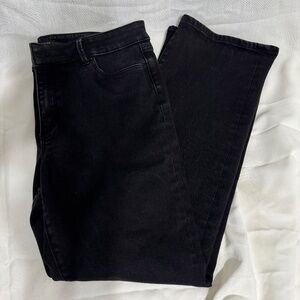 Ann Taylor Curvy Fit Black Wash Denim Stretch Slim Boot Cut Jeans 12 Petite